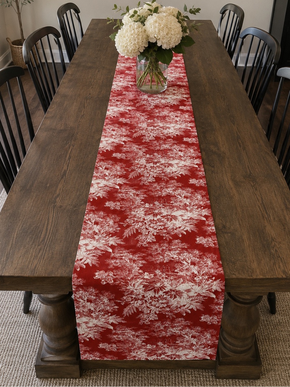 Pottery Barn Red Toile de Jouy Table Runner Retired